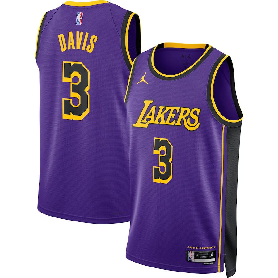 Men Los Angeles Lakers #3 Anthony Davis Jordan Brand Purple 2022-23 Statement Edition Swingman NBA Jersey